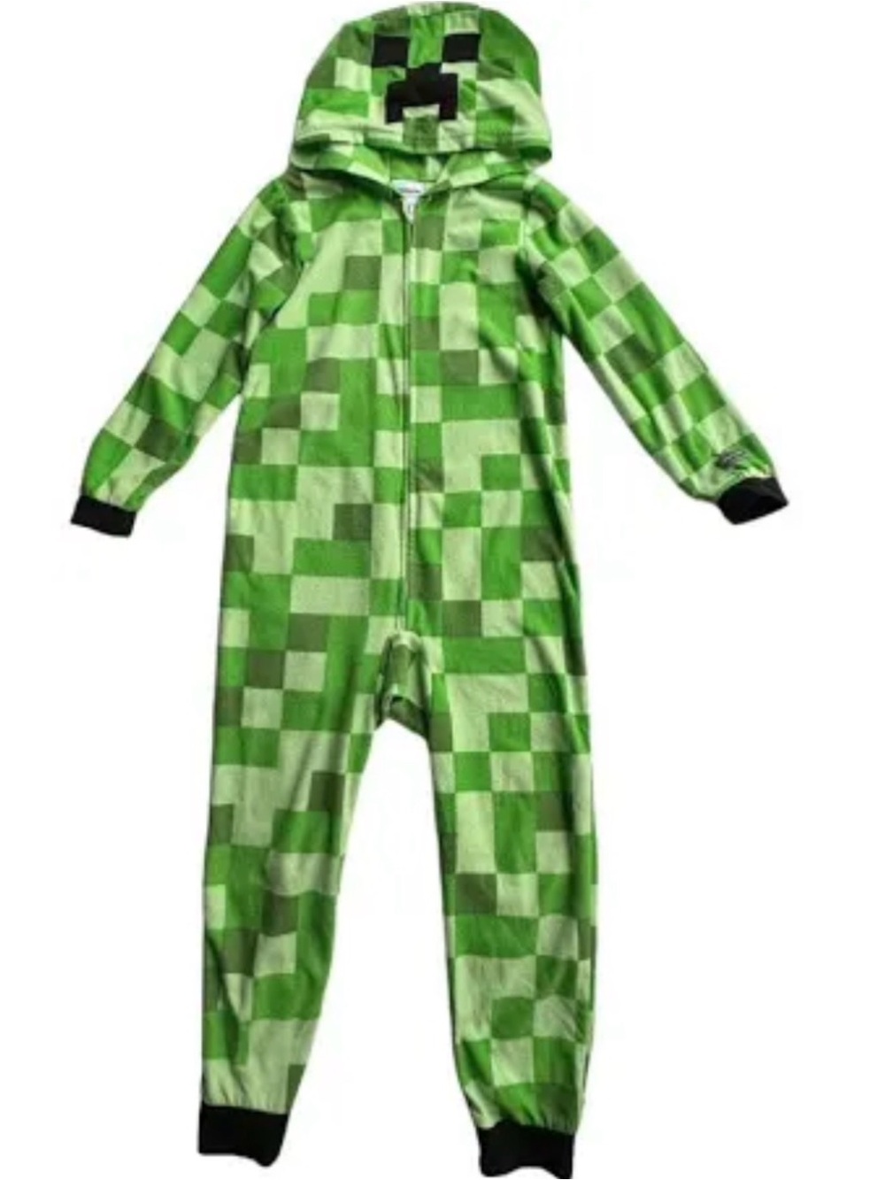 Boys 14/16 Minecraft Green Pixelated Hooded Onesie - Creeper Style